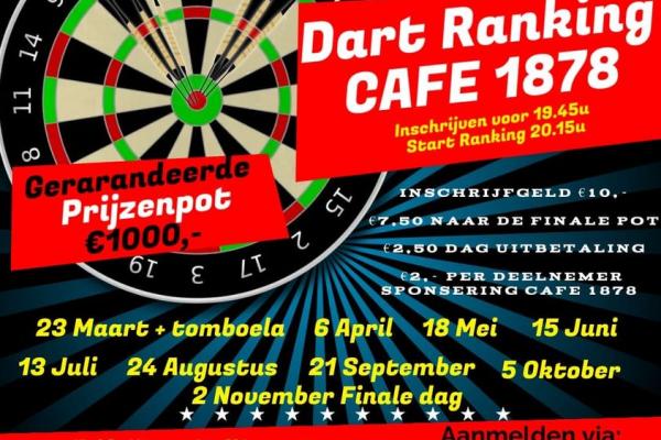 Dart Ranking toernooi bij Cafe 1878 Leunen