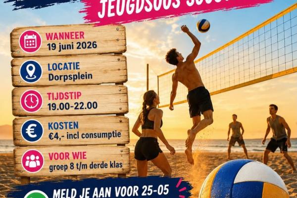 Beachvolleybal Jeugd Soos Oostrum bij het Dorpsplein in Oostrum