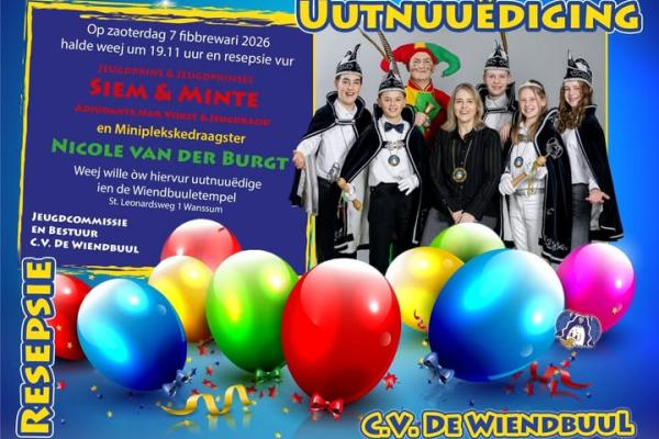 Receptie Jeugdprins Siem, Jeugdprinses Minte & Miniplekskedraagster Nicolle van der Burgt C.V. De Wiendbuul Wanssum