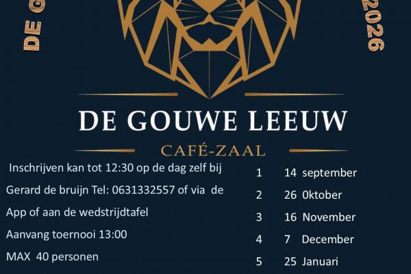 Gouwe Leeuw Darts Ranking 2025 / 2026 bij Café-zaal De Gouwe Leeuw