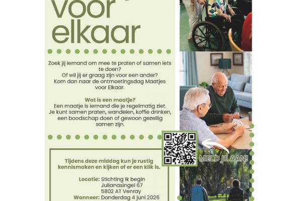 Ontmoetingsmiddag 'Maatjes voor elkaar' bij Stichting Ik begin