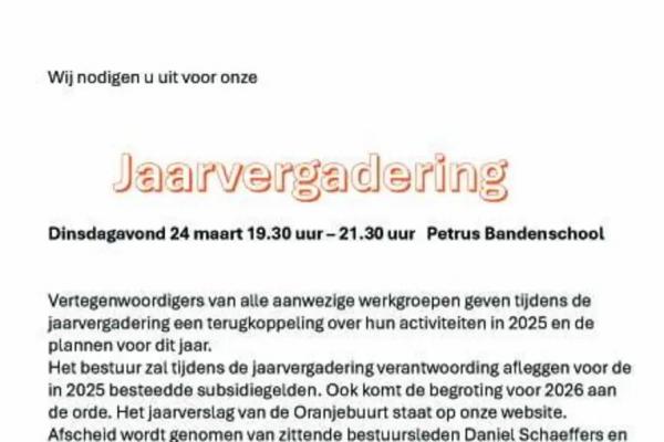 Jaarvergadering Oranjebuurt