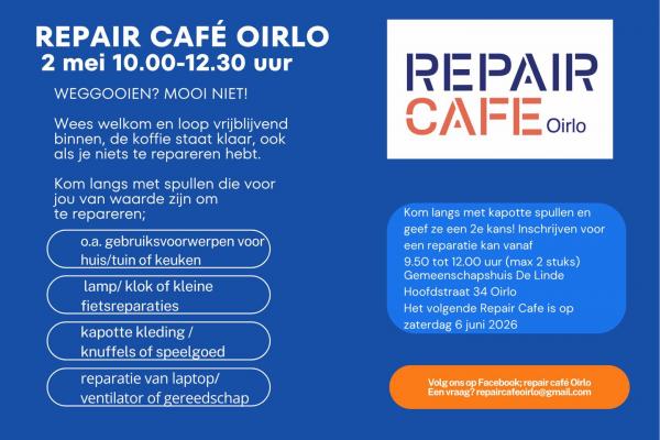 Repair Cafe Oirlo 2 mei 2026
