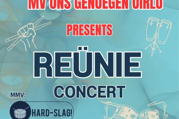 Reünieconcert Slagwerkgroep met 30 reünisten & Hardslag Muziekvereniging Ons Genoegen Oirlo
