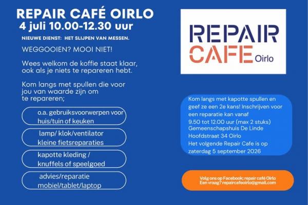 Repair Cafe Oirlo 4 juli 2026