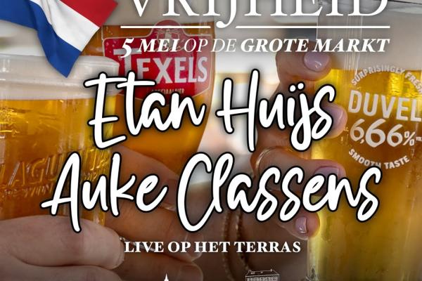 5 mei Bevrijdingsdag 2026 op de Grote Markt met Etan Huijs en Auke Classens