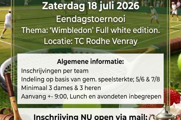 Label Kiki Team Cup Toernooi bij TC Rodhe. Thema: Wimbledon Full White Edition